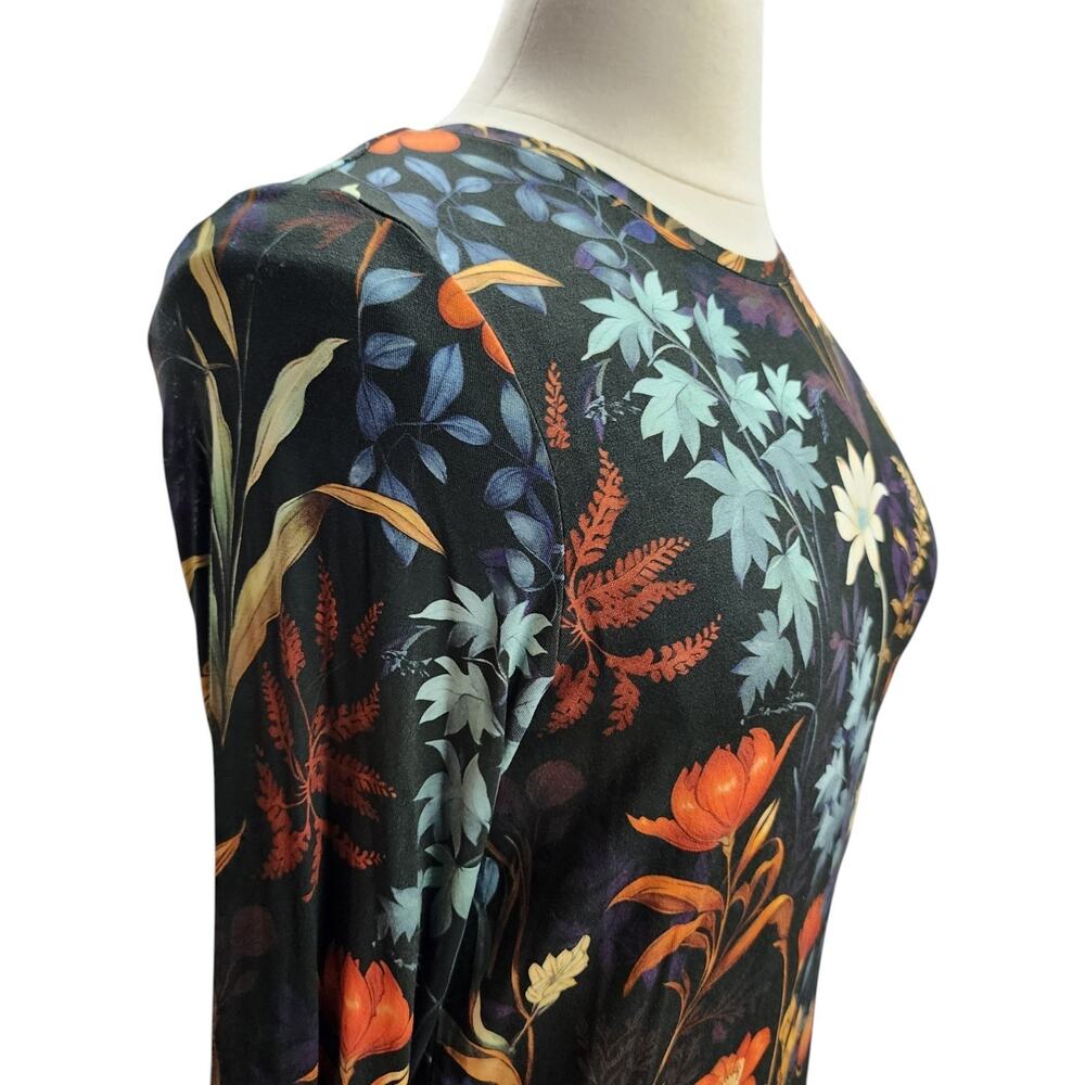 Chico's Touch of Cool Top XL Floral Fall Boho Long Sleeve Stretch Soft Tee Layer - Picture 4 of 11